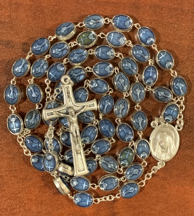 Beautiful Medjugorje Silver And Blue Rosaries - Weible Columns